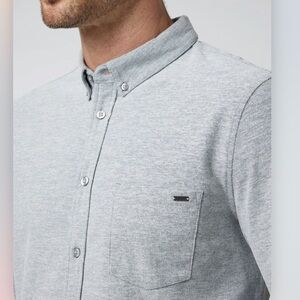 Vuori Heather Gray Button-Down Knit Shirt
